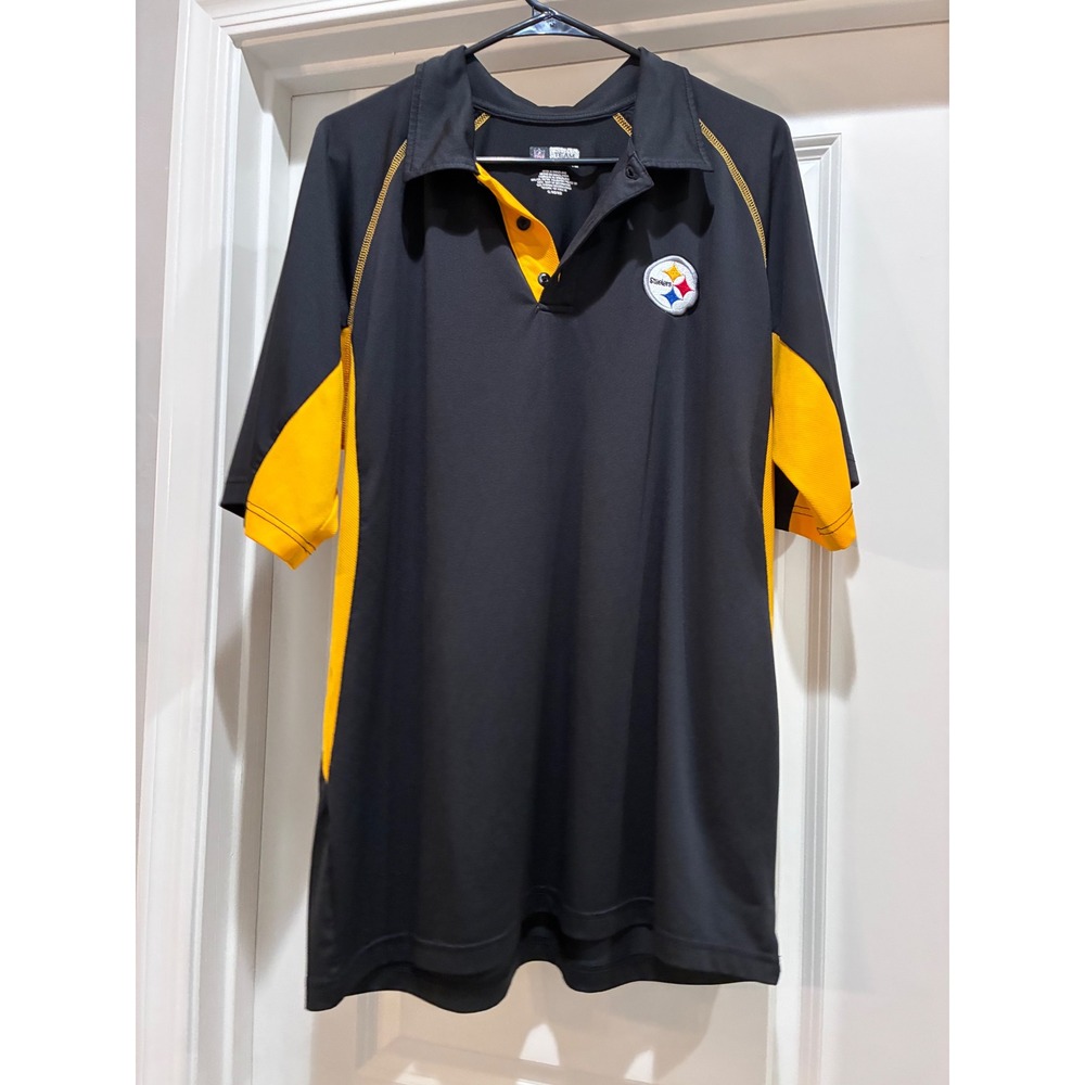 Steelers NFL Team‎ Apparel Polo Shirt Mens XLarge Black Gold Football Fan